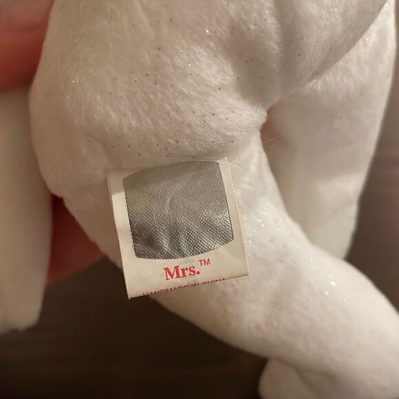 Ty Beanie Baby Mrs. 2001 Bride Beanie Baby with Silver in Fur Excellent NWT - Picture 5 of 8